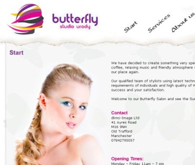 Web página con 2 lenguas, acerca estudio de belleza en Reino Unido